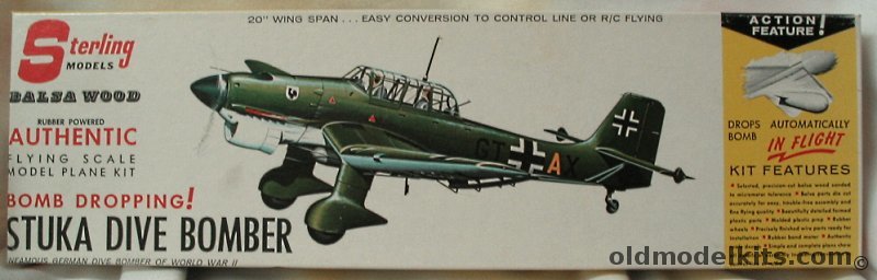 Sterling Ju-87 Stuka Drops Bombs in Flight - 20 inch Wingspan for Free Flight / Control Line / R/C, A6-198 plastic model kit